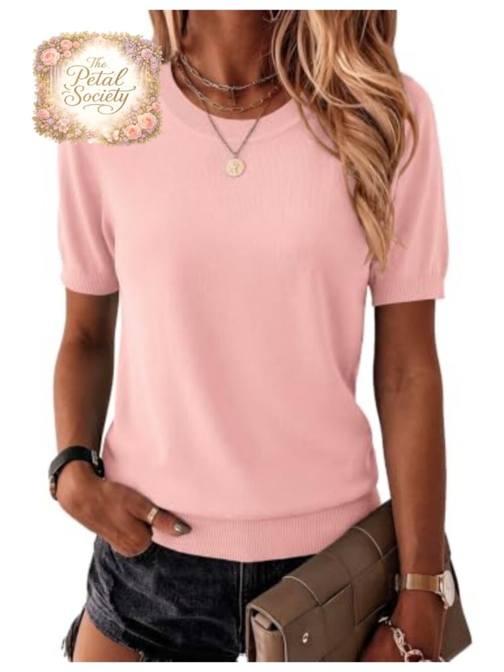 Zeagoo Womens Short Sleeve Crewneck Pullover Sweater 100% Viscose Knit Top